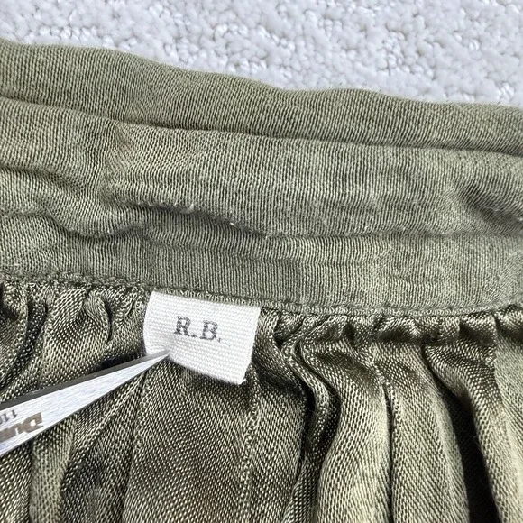 Runaway Bicycle Cotton Silk Poet Blouse Olive Handmade Size S/M $225 Lagenlook